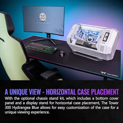 Thermaltake The Tower 300 MicroATX Mini Tower Tempered Glass Side Panel - Hydrangea Blue image