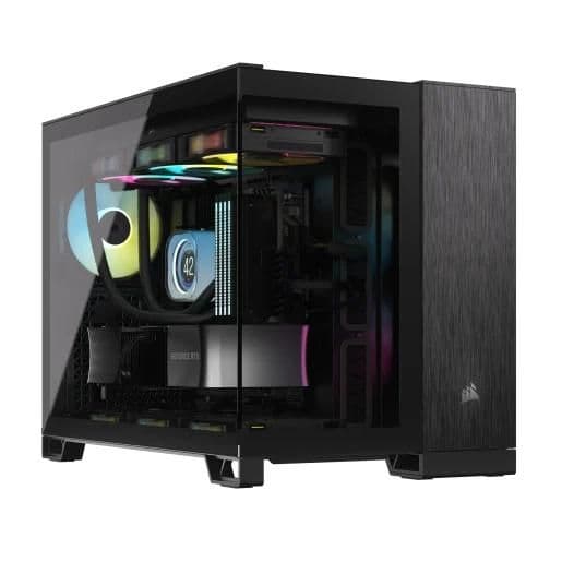Corsair 2500X Obsidian Micro ATX Mini Tower Black Tempered Glass Side Panel, USB 3.2 Gen 2 Type-C, USB 3.2 Gen 1 Type-A image