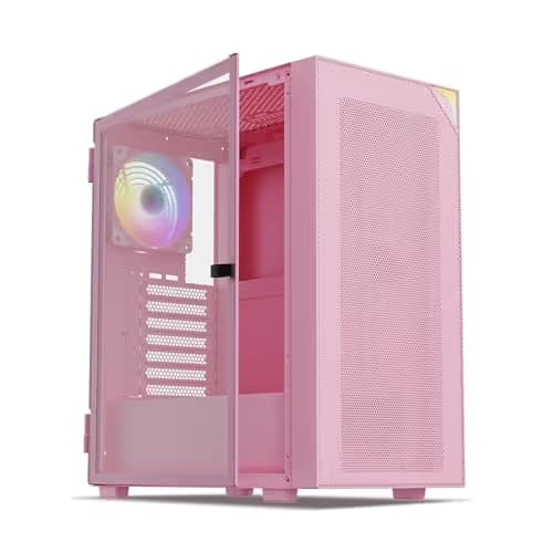 Vetroo AL800 ATX Mid Tower Pink Tempered Glass Side Panel image