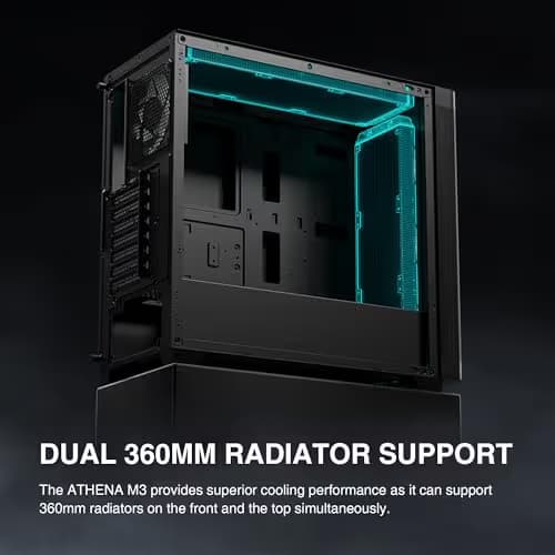 GAMDIAS ATHENA M3 ATX Mid Tower Black with Tempered Glass Side Panel and USB 3.2 Gen 2 Type-C, USB 3.2 Gen 1 Type-A image