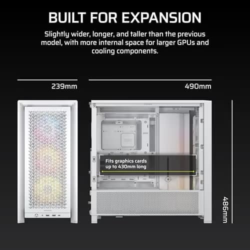 Corsair FRAME 4000D RS ARGB Modular Mid-Tower PC Case - White image