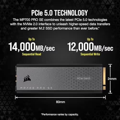 Corsair MP700 PRO SE with Air Cooler 2TB M.2-2280 SSD PCIe 5.0 X4 NVMe image