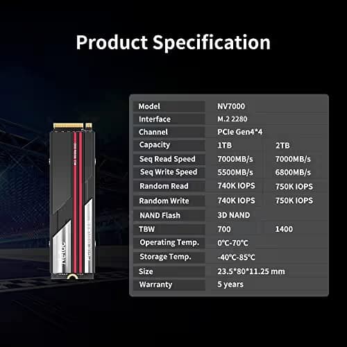 Netac NV7000 2TB SSD M.2-2280 PCIe 4.0 X4 NVMe image