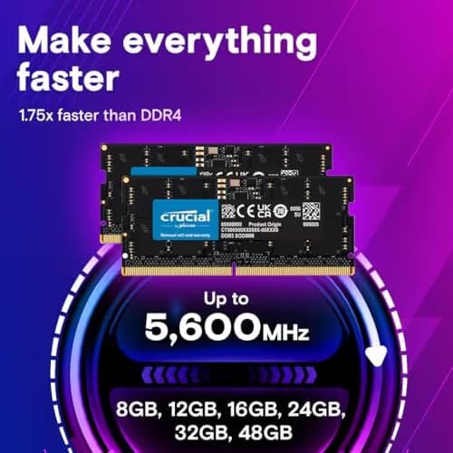 Crucial CT8G48C40S5 Black SODIMM DDR5-4800 CL40 8GB (1x8GB) image