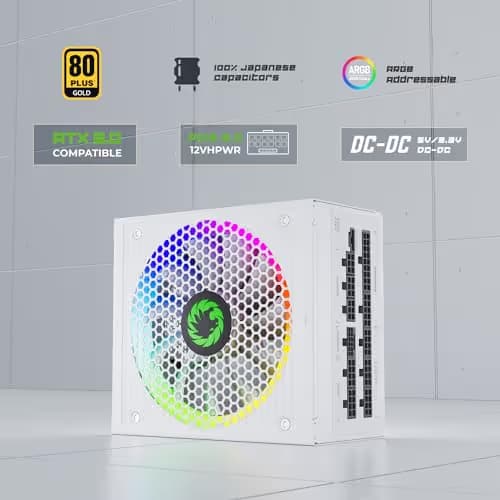 GameMax RGB Pro White 1050W Fully Modular 80+ Gold Certified image