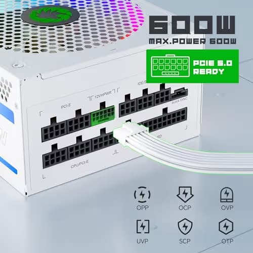GameMax RGB Pro White 1050W Fully Modular 80+ Gold Certified image