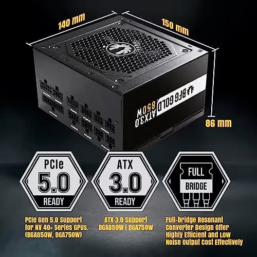 BitFenix BFG GOLD ATX3.0 Black ATX 750W Fully Modular 80+ Gold Certified image