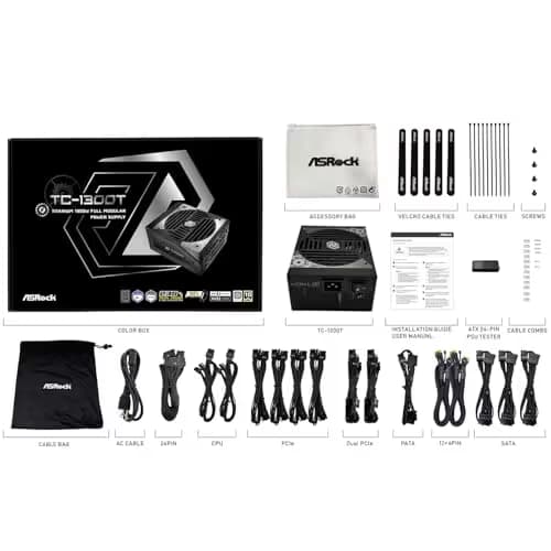 ASRock Taichi TC-1300T Black / Silver 1300W Fully Modular 80+ Titanium Certified ATX image
