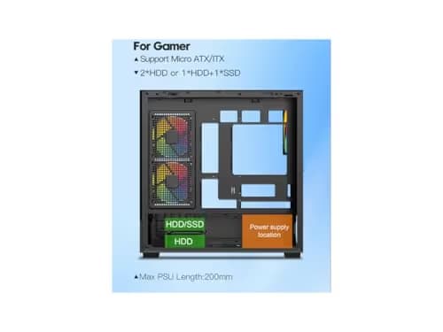 DIYPC ARGB-N1 Micro ATX Mid Tower Black with Tempered Glass Side Panel and USB 3.2 Gen 2 Type-C, USB 3.2 Gen 1 Type-A image