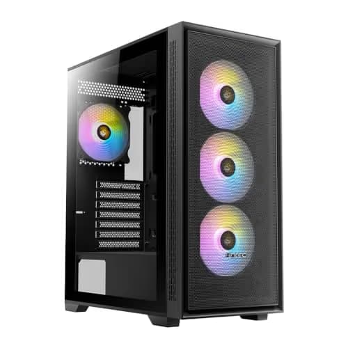 Antec AX81 ELITE ATX Mid Tower Black Tempered Glass Side Panel, USB 3.2 Gen 1 Type-A and USB 2.0 Type-A image