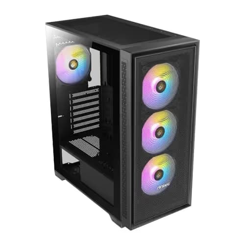 Antec AX81 ELITE ATX Mid Tower Black Tempered Glass Side Panel, USB 3.2 Gen 1 Type-A and USB 2.0 Type-A image