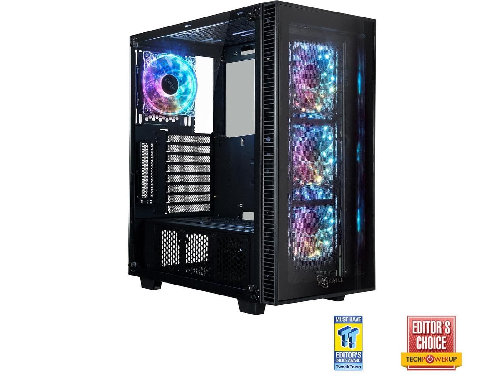 Rosewill CULLINAN MX ATX Mid Tower Black with Tempered Glass Side Panel and USB 3.2 Gen 1 Type-A, USB 2.0 Type-A Front Panel image