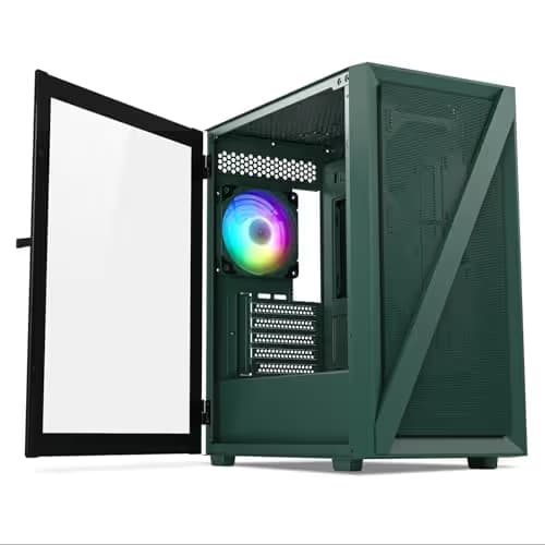 Vetroo M05 Micro ATX Mid Tower Green Tempered Glass image