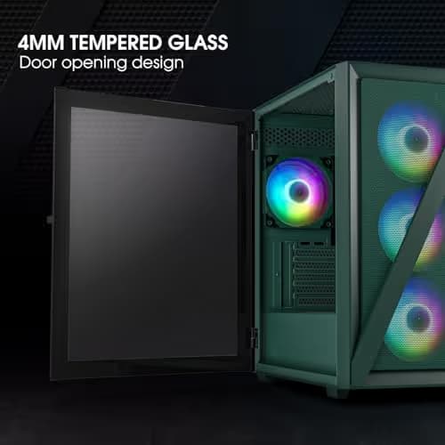 Vetroo M05 Micro ATX Mid Tower Green Tempered Glass image