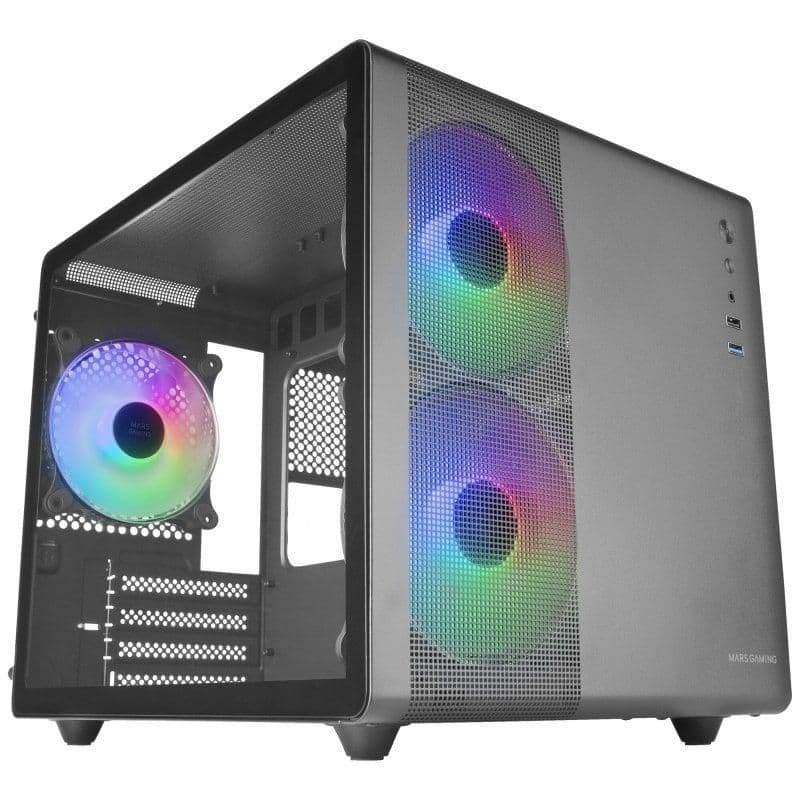 Mars Gaming MC-400 Micro ATX Mini Tower Black with Tempered Glass Side Panel and USB 3.2 Gen 1 Type-A Front Panel image