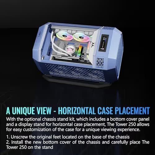 Thermaltake The Tower 250 Mini-ITX Tower Blue / White Tempered Glass Side Panel, USB 3.2 Gen 2 Type-C, USB 3.2 Gen 1 Type-A image
