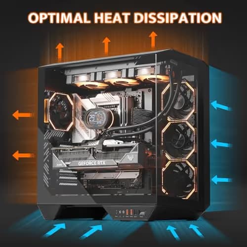 darkFlash DY470 ATX Mid Tower Black Tempered Glass, USB Type-C and Type-A image