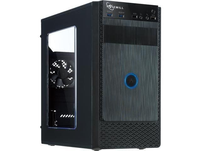 Rosewill FBM-X1 Micro ATX Mini Tower Black with Acrylic Side Panel and USB 3.2 Gen 1 Type-A, USB 2.0 Type-A Front Panel image