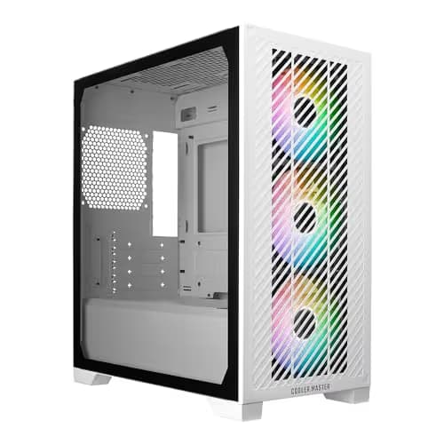 Cooler Master Elite 301 MicroATX Mid Tower White Tempered Glass Side Panel USB 3.2 Gen 1 Type-C & Type-A Front Panel image