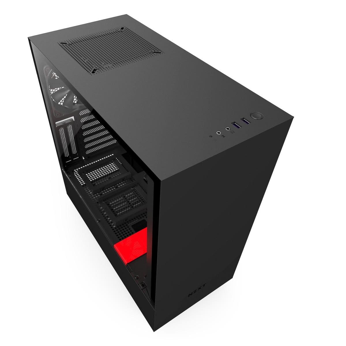 NZXT H500i ATX Mid Tower Black / Red Tempered Glass Side Panel, USB 3.2 Gen 1 Type-A image