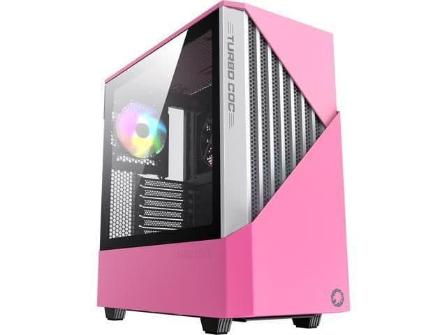 GameMax Contac Turbo COC ATX Mid Tower Pink / White Tempered Glass Side Panel, USB 3.2 Gen 1 Type-A main image