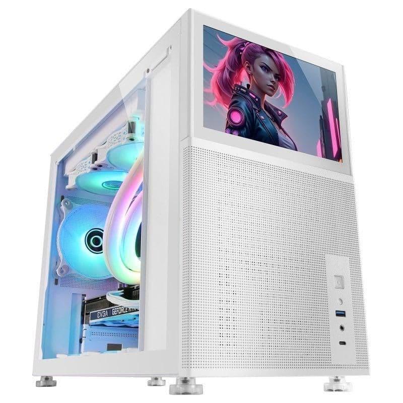 Mars Gaming MC-LCD Micro ATX Mini Tower White Tempered Glass image