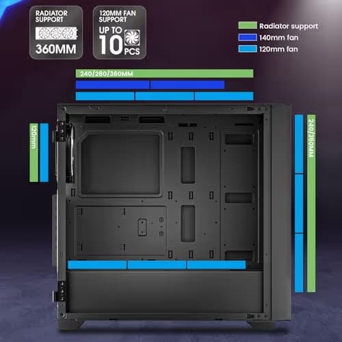Vetroo AL800 ATX Mid Tower Black Tempered Glass Side Panel image