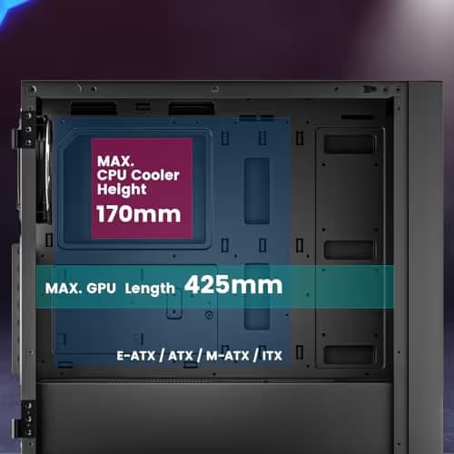 Vetroo AL800 ATX Mid Tower Black Tempered Glass Side Panel image