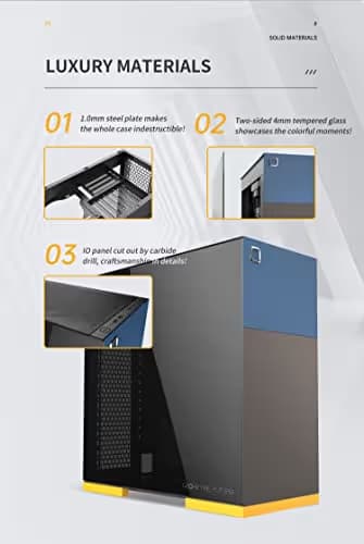 Geometric Future Model 8 ATX Mid Tower Black / Blue with Tinted Tempered Glass Side Panel and USB 3.2 Gen 2 Type-C, USB 3.2 Gen 1 Type-A, USB 2.0 Type-A image
