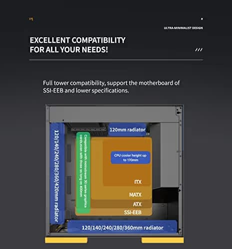 Geometric Future Model 8 ATX Mid Tower Black / Blue with Tinted Tempered Glass Side Panel and USB 3.2 Gen 2 Type-C, USB 3.2 Gen 1 Type-A, USB 2.0 Type-A image
