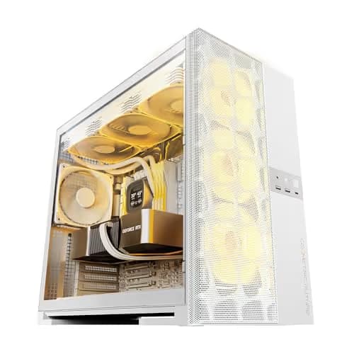 Geometric Future Model 5 Vent ATX Mid Tower White with Tempered Glass Side Panel and USB 3.2 Gen 2x2 Type-C, USB 3.2 Gen 1 Type-A main image