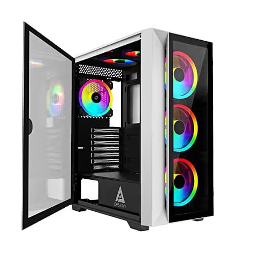 Apevia Destiny Pro ATX Mid Tower White / Black with Tempered Glass Side Panel and USB 3.2 Gen 1 Type-A image
