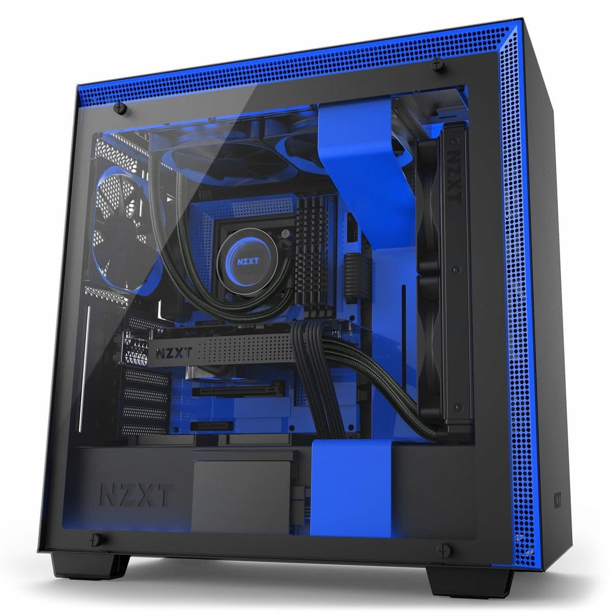 NZXT H700i ATX Mid Tower Black / Blue Tempered Glass Side Panel image