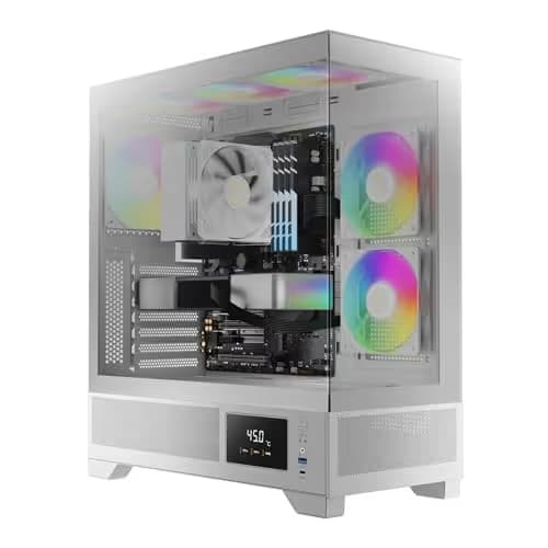 GAMDIAS ATLAS M1 ATX Mid Tower White with Tempered Glass Side Panel, USB 3.2 Gen 1 Type-A, and 420 x 210 x 465 mm main image