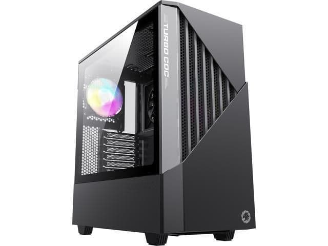 GameMax Contac Turbo COC ATX Mid Tower Black / Gray Tempered Glass Side Panel, USB 3.2 Gen 1 Type-A main image