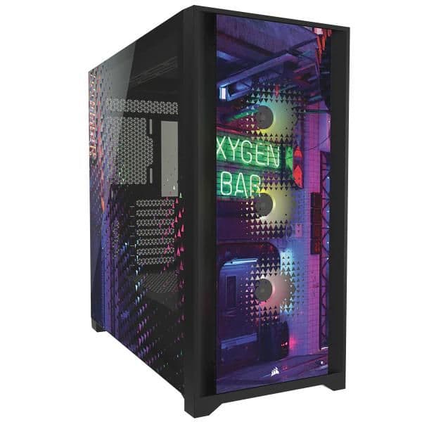 Corsair iCUE 5000X RGB Neon Night ATX Mid Tower Black / Purple Tempered Glass Side Panel image