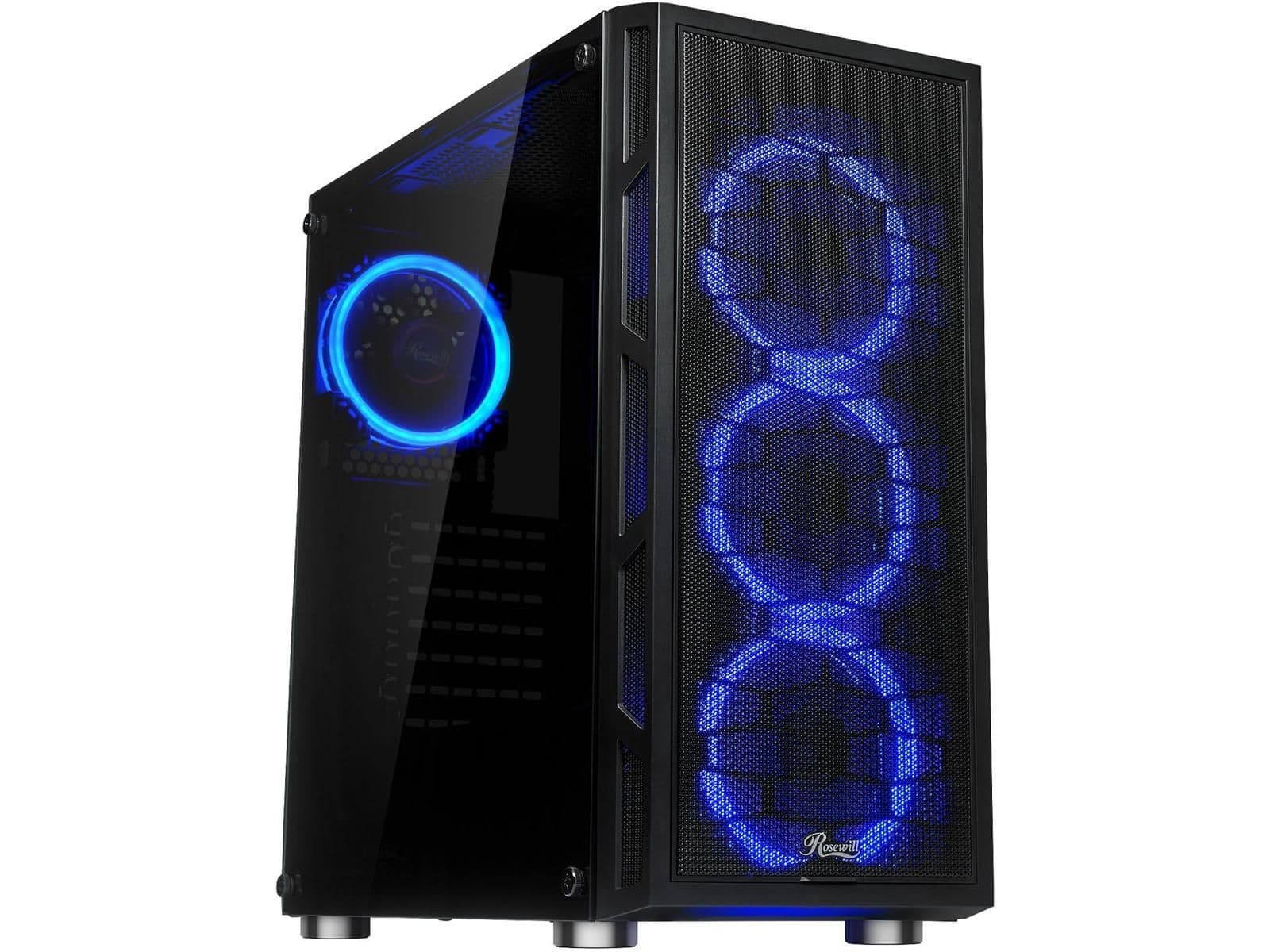 Rosewill SPECTRA C100 ATX Mid Tower Black with Tempered Glass Side Panel and USB 3.2 Gen 1 Type-A, USB 2.0 Type-A Front Panel main image