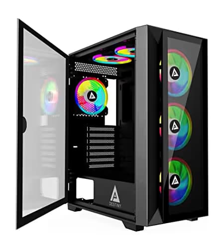 Apevia Destiny Pro ATX Mid Tower Black with Tempered Glass Side Panel and USB 3.2 Gen 1 Type-A main image