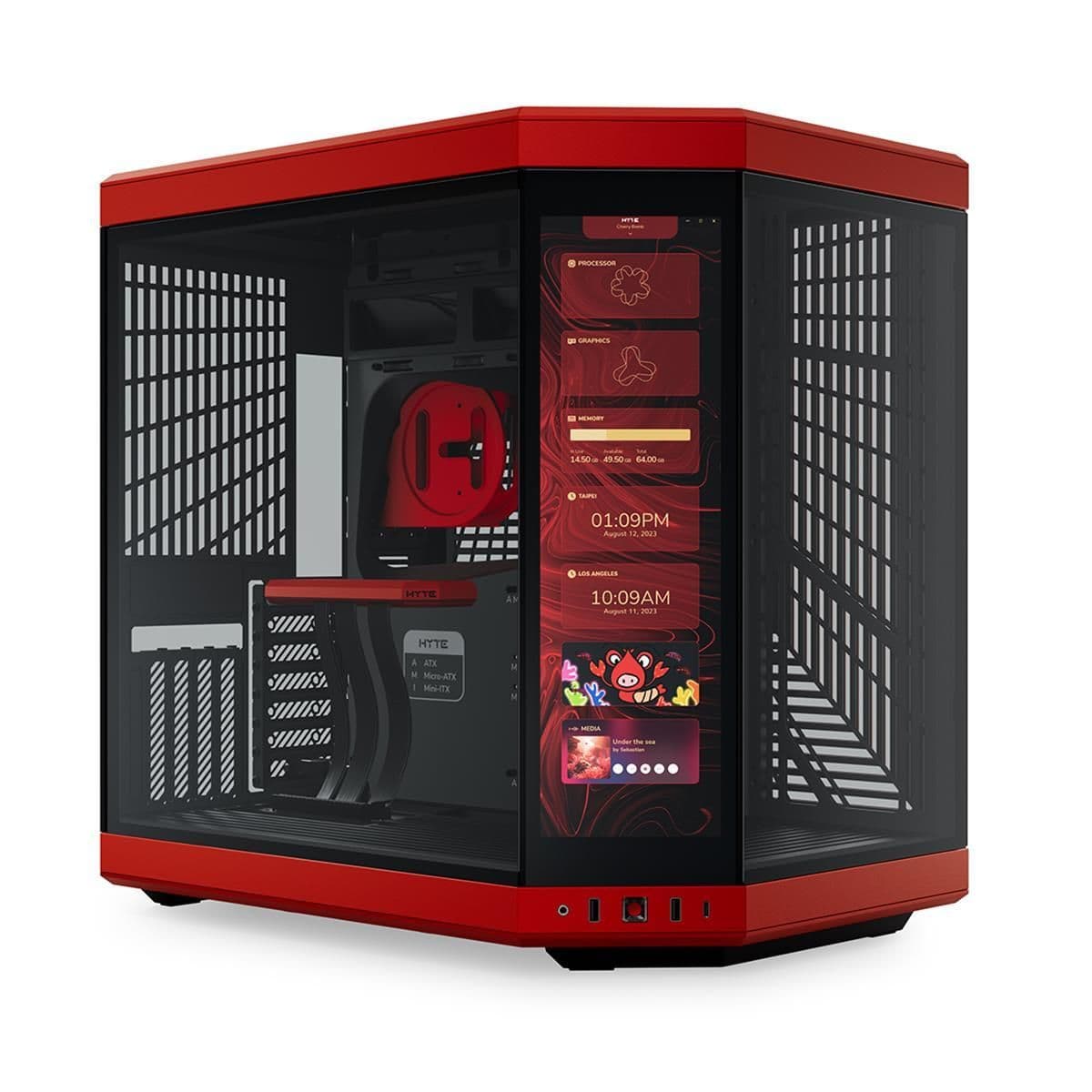 HYTE Y70 Touch ATX Mid Tower Black / Red Tempered Glass Side Panel image