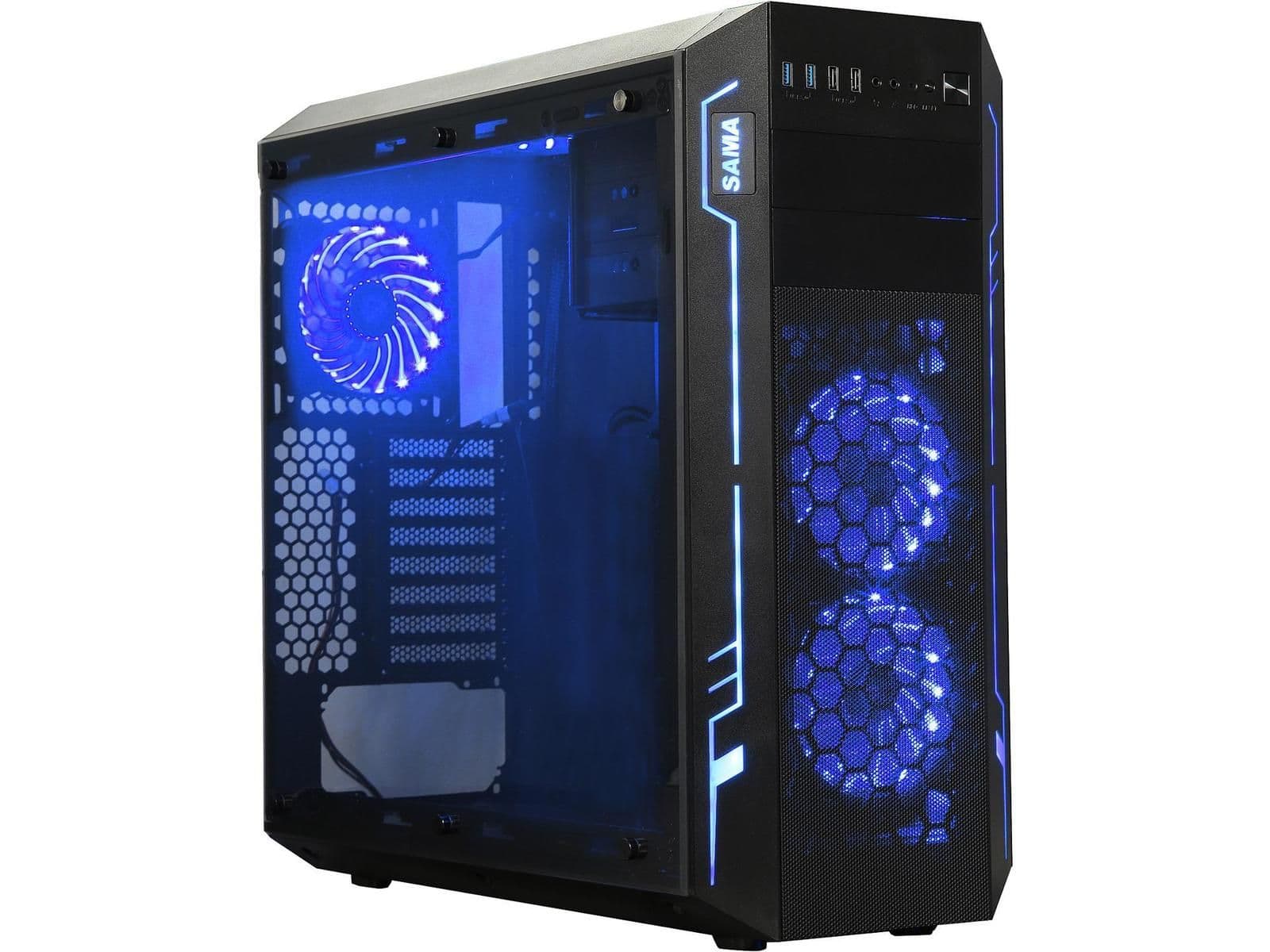 SAMA ARK ATX Full Tower Black / Blue with Tempered Glass Side Panel and USB 3.2 Gen 1 Type-A, USB 2.0 Type-A Front Panel main image