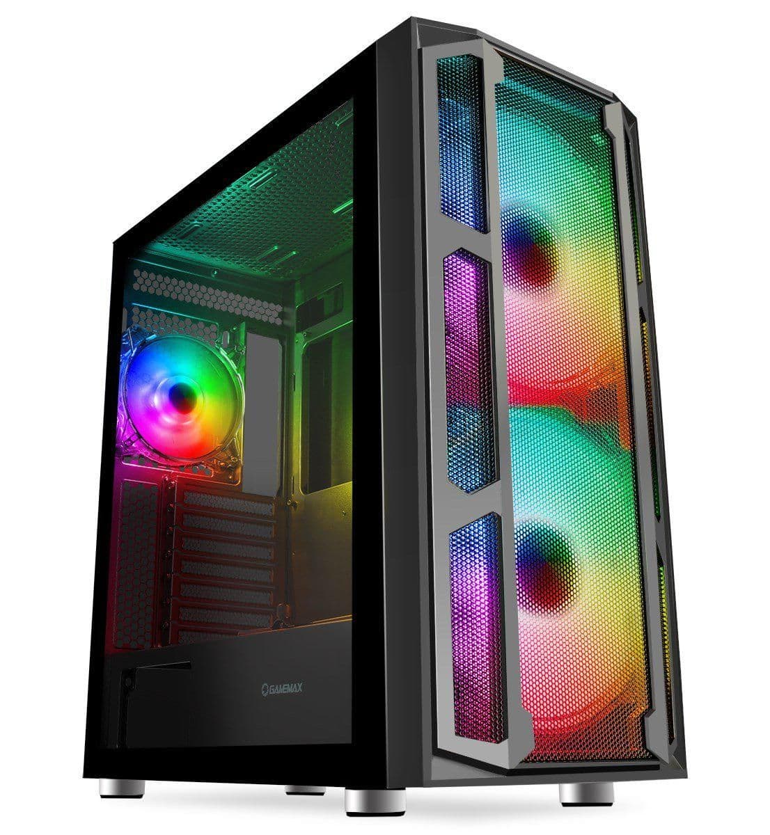 GameMax F15M ATX Mid Tower Black with Mesh, Tempered Glass Side Panel, and USB 3.2 Gen 1 Type-A USB 2.0 Type-A image