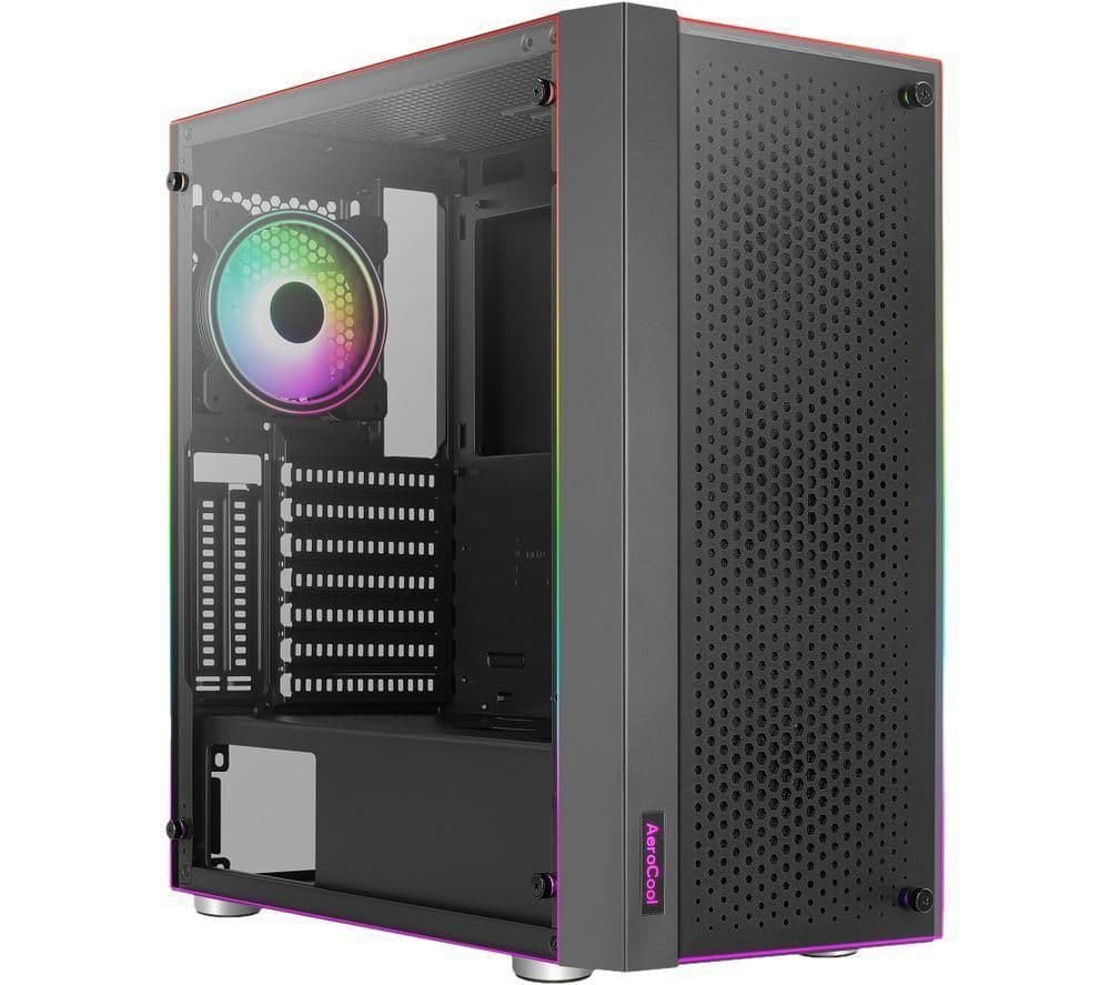 Aerocool Skribble ATX Mid Tower Black with Tempered Glass Side Panel and USB 3.2 Gen 1 Type-A Front Panel image