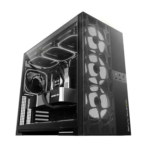 Geometric Future Model 5 Vent ATX Mid Tower Black Tempered Glass Side Panel, USB 3.2 Gen 2x2 Type-C, USB 3.2 Gen 1 Type-A image
