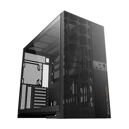 Geometric Future Model 5 Vent ATX Mid Tower Black Tempered Glass Side Panel, USB 3.2 Gen 2x2 Type-C, USB 3.2 Gen 1 Type-A image