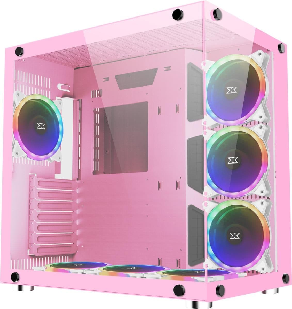 Xigmatek Aquarius Plus Queen ATX Mid Tower Pink Tempered Glass image