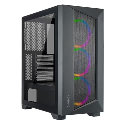 Azza Octane A ATX Mid Tower Black with Tempered Glass Side Panel and USB 3.2 Gen 1 Type-A, USB 2.0 Type-A Front Panel main image
