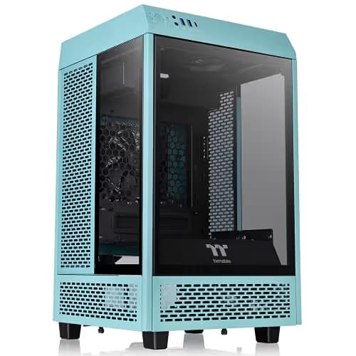 Thermaltake The Tower 100 Mini-ITX Tower Turquoise / Black Tempered Glass Side Panel image