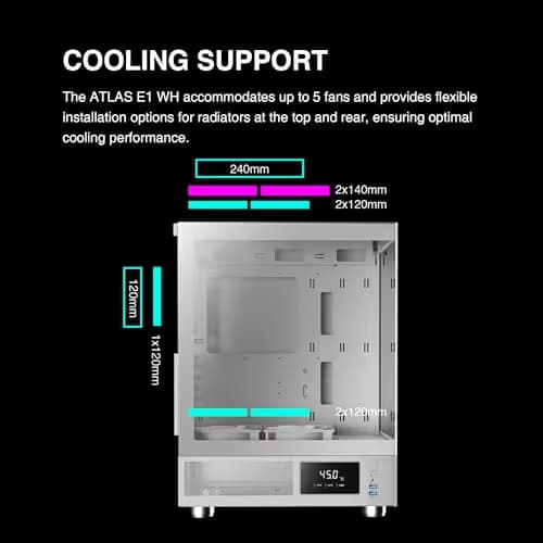 GAMDIAS ATLAS E1 ATX Mid Tower White with Tempered Glass Side Panel and USB 3.2 Gen 1 Type-A Front Panel image