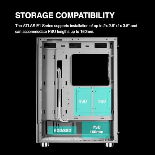 GAMDIAS ATLAS E1 ATX Mid Tower White with Tempered Glass Side Panel and USB 3.2 Gen 1 Type-A Front Panel image