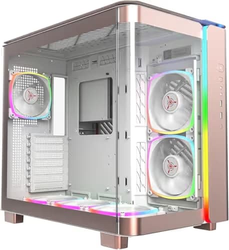 Montech KING 95 PRO ATX Mid Tower Pink Tempered Glass Side Panel, USB 3.2 Gen 2 Type-C, USB 3.2 Gen 1 Type-A image